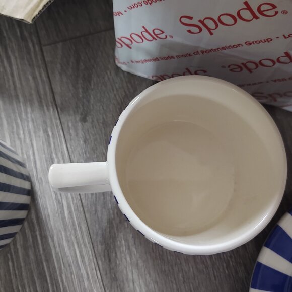 2 Cups & 4 Saucers Spode Steccato Collection Teacup & Saucer Set, Stripe Cobalt - Picture 10 of 15